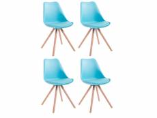 Lot de 4 chaises de salle à manger toulouse similicuir pieds ronds bois , bleu/nature