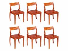 Lot de chaises de salle à manger 6 pcs bois d'acacia massif et sesham - brun - 45 x 45 x 80 cm