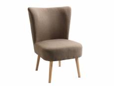 Nordlys - fauteuil de salon crapaud scandinave avec pieds bois et tissu hetre marron