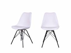 Oslo - lot de 2 chaises en simili et métal - couleur - blanc