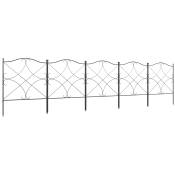 Outsunny Lot de 5 clôtures de jardin décoratives en métal avec ornements 305 x 62 cm noir Aosom France