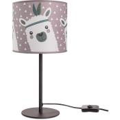 Paco Home - Lampe d'enfant Lampe de table Chambre d'enfant Lampe avec motif Lama, E14 Noir, Rose (Ø18 cm)
