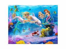 Papier peint walltastic sirènes, dauphins et poissons multicolores - 305x244cm