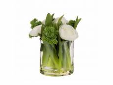Paris prix - composition florale renoncule "vase" 21cm blanc