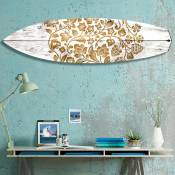 Planche de Surf Décorative,Impression sur Alu Dibond, Fleurs, 150x40 cm - Marron