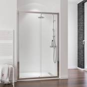 Porte de douche coulissante, verre 6 mm, profilé aspect chromé, Impériale, Schulte, 150 x 200 cm