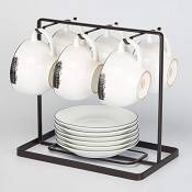 Porte-tasses à café en métal Tasse Porte-présentoir Accessoires de Cuisine Rangement Tasse à thé Organisateur Porte-Cintre 6 Crochets