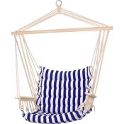 Pro Garden - Hamac avec support Chaise hamac - bandes bleues - 50x45x 100cm