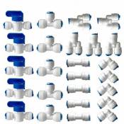 Raccord Osmoseur de filtre à eau, Raccord Droit 1/4' (6MM) Pushfit pour Tuyau de Filtre à Eau, Raccords pour Réfrigérateur Tubes de (Robinet Combiné