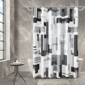 Rideau de douche noir et gris rideau de douche pour salle de bain noir et blanc ensemble de rideaux de douche hydrofuge géométrique avec rideau de