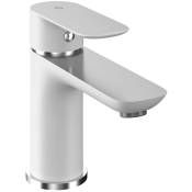 Robinet mitigeur lavabo chromé blanc design avec poignée métal