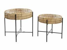Set de 2 table d'appoint en bambou naturel et métal