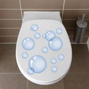Sticker wc abattant toilettes, déco trompe l'oeil 33x38cm, bulles de savon, décoration intérieure, autocollant mural. - Bleu