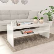 Table basse Blanc brillant 100 x 40 x 40 cm Aggloméré