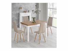 Table design scandinave bois et mdf blanc 140-220-80-76 cm meryl 499