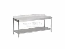 Table inox à dosseret - gamme 600 - combisteel - - acier inoxydable1400x600 2000x600x850mm