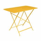Table pliante Bistro / 97 x 57 cm - 4 personnes - Trou parasol - Fermob jaune en métal