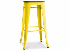 Tabouret de bar design industriel - bois et acier - 76cm - stylix jaune