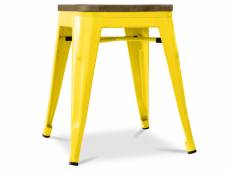 Tabouret design industriel - bois et acier - 45cm -stylix jaune