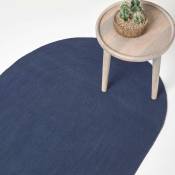 Tapis ovale tissé à plat en coton Bleu Marine, 50 x 80 cm - Bleu Marine - Homescapes