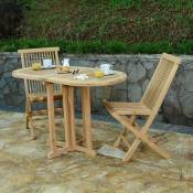 Teck'attitude - Table pliante ovale en teck massif Manoï pour balcon - Naturel