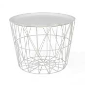 The Home Deco Factory - Table filaire en métal blanc 50 cm - Blanc