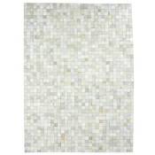 Thedecofactory - cuir - Tapis en cuirs recyclés motif mosaïque blanc 160x230 - Blanc