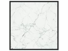 Vidaxl table basse noir avec verre marbre blanc 80x80x35