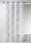 Voilage en étamine brodée cercle et rond - Bambou - 140 x 240 cm