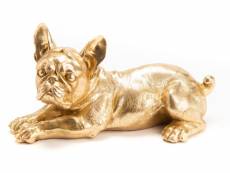 Bulldog allongé doré 31 cm