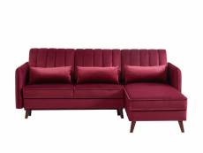 Canapé d'angle idaho en velours rouge bordeaux convertible
