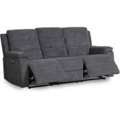 Canapé relax électrique 3 places en tissu gris foncé richard - gris