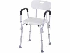 Chaise de douche siège de douche ergonomique hauteur réglable pieds antidérapants charge max. 135 kg alu hdpe blanc