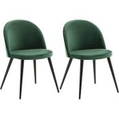 Chaise en velours avec pieds en acier Velvet (Lot de 2) - Vert