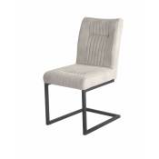Chaise en velours gris clair et pieds design métal