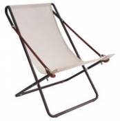Chaise longue pliable inclinable Vetta métal & tissu beige / 2 positions - Emu marron en métal