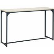 Console en métal noir et décor bois. 120x39x79cm - Loft - table d'appoint avec 1 barre de renfort - Noir
