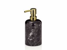 Distributeur de savon en marbre noir et métal doré