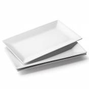 DOWAN Assiettes plates, Assiette rectangulaire blanche,Service