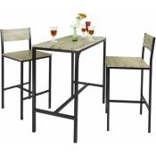 Ensemble table de bar + 2 chaises, Set de 1 Table + 2 Chaises, Table haute cuisine Sobuy OGT03-N