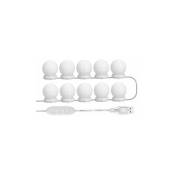 Ensoleille - Kit D'Eclairage Miroir Led Pour Coiffeuse, Avec 10 Ampoules Reglables, 10 Luminosite Et 3 Modes D'Eclairage, Type Usb, Blanc - Blanc