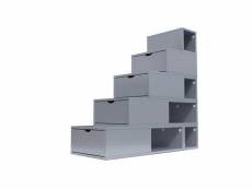 Escalier cube de rangement hauteur 125 cm gris aluminium