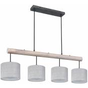 Etc-shop - Lampe suspendue plafond salon lampe bois textile pendule hall éclairage gris