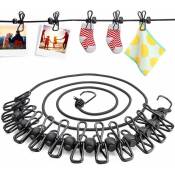 Fei Yu - Lot de 2 cordes à linge, corde à linge de camping, voyage, extérieur, 185 cm, corde à linge flexible, portable, élastique avec 12 piquets