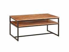 Finebuy table basse de salon acacia bois et metal 100x60x45