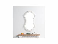 Grand miroir bois blanc 69x2.5x121cm - bois, mdf - décoration d'autrefois