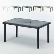 Grand Soleil - Table en Polyrotin rectangulaire 150x90 pour Jardin terrasse bar restaurant Boheme Couleur: Noir