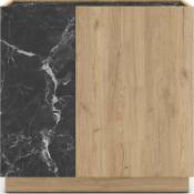 Homifab - Buffet 2 portes effet bois et marbre noir 80 cm - Dilan - Noir