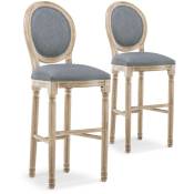 Lot de 2 chaises de bar médaillon Louis XVI tissu