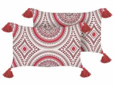 Lot de 2 coussins décoratifs avec motif oriental en coton 30 x 50 cm rouge et blanc anthemis 356932
